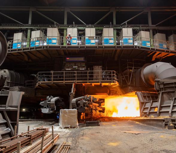 Blast furnace SIP boxes located above the casting platform