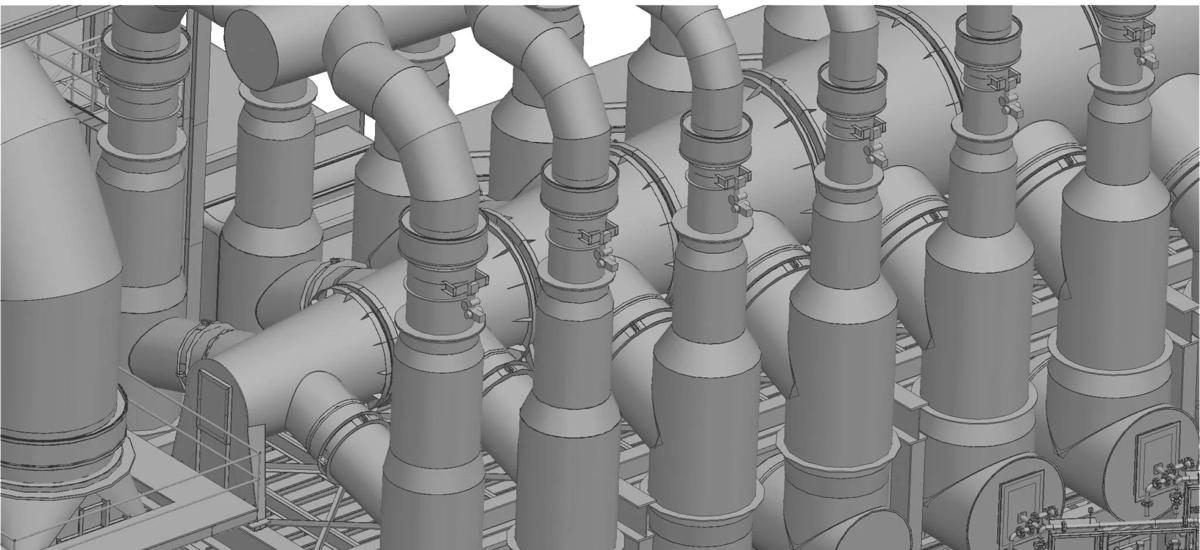 Detailed view of a pelletizing plant – 3D design