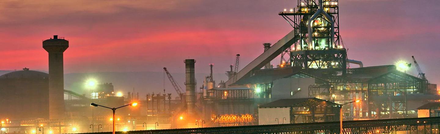 Blast furnace at night time