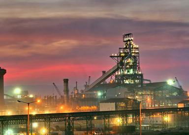 Blast furnace at night time