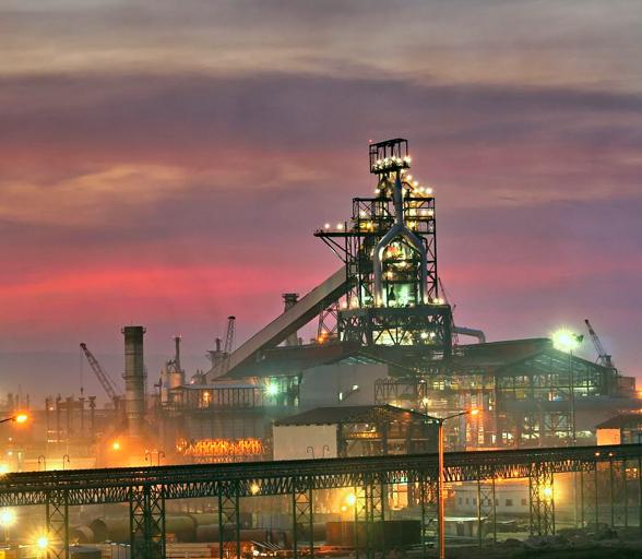 Blast furnace at night time