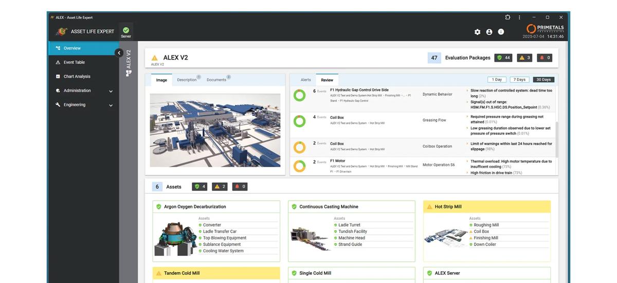 The ALEX user interface qucikly displays alarms and alerts.
