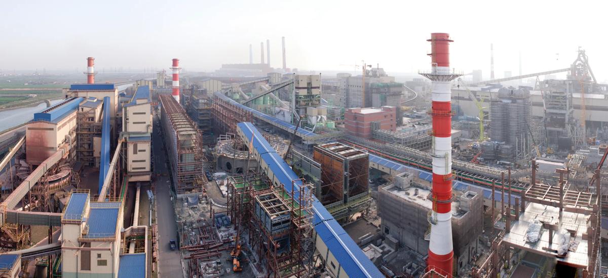 View of the sinter plant at Dragon Steel, Taiwan