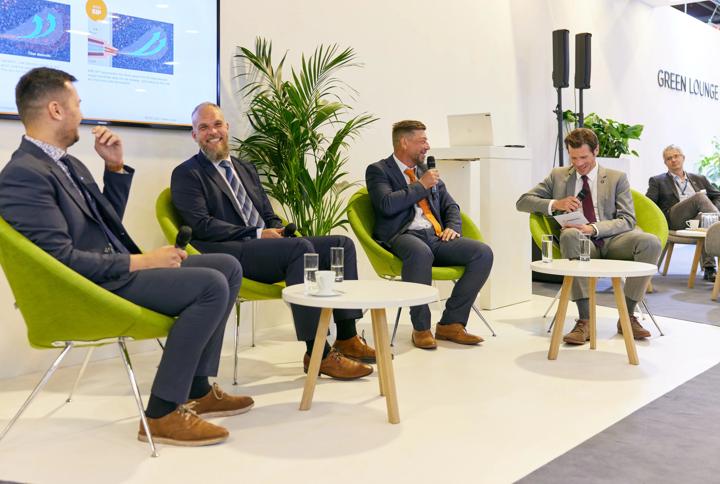 Panelists from thyssenkrupp Steel Europe, thyssenkrupp AT.PRO tec, and Primetals Technologies at METEC 2023