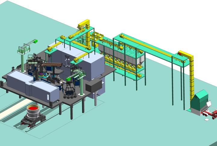 Computer-animated image of the twin ladle furnace from Primetals Technologies