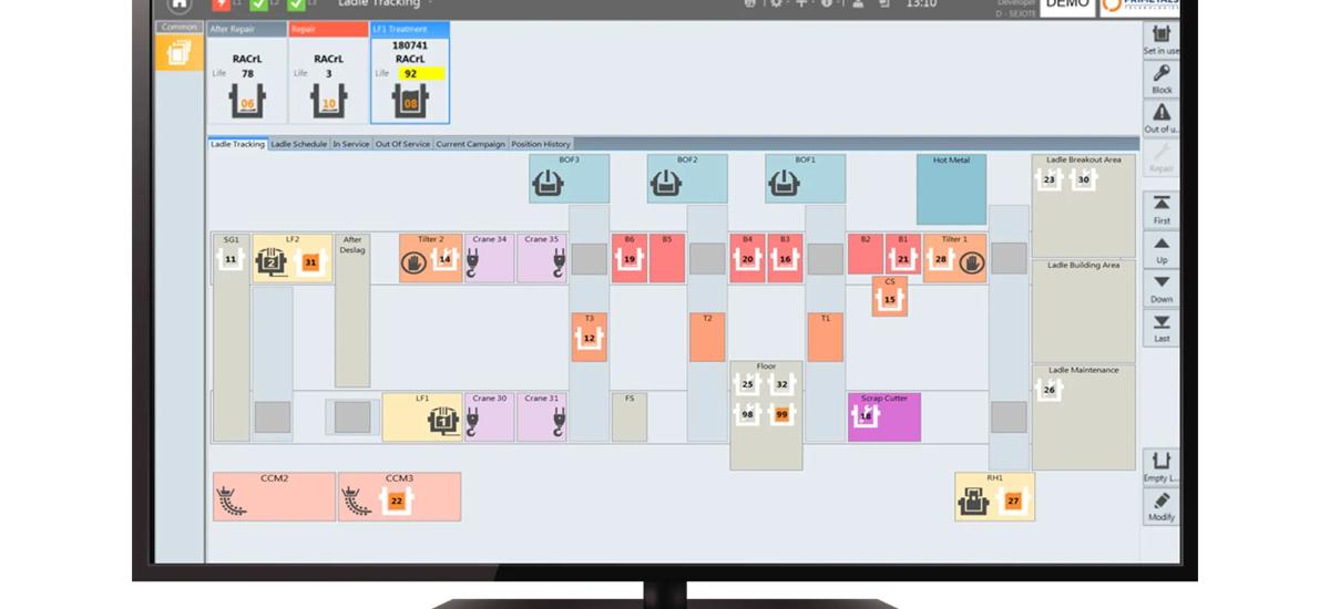 Monitor with software Ladle Tracker