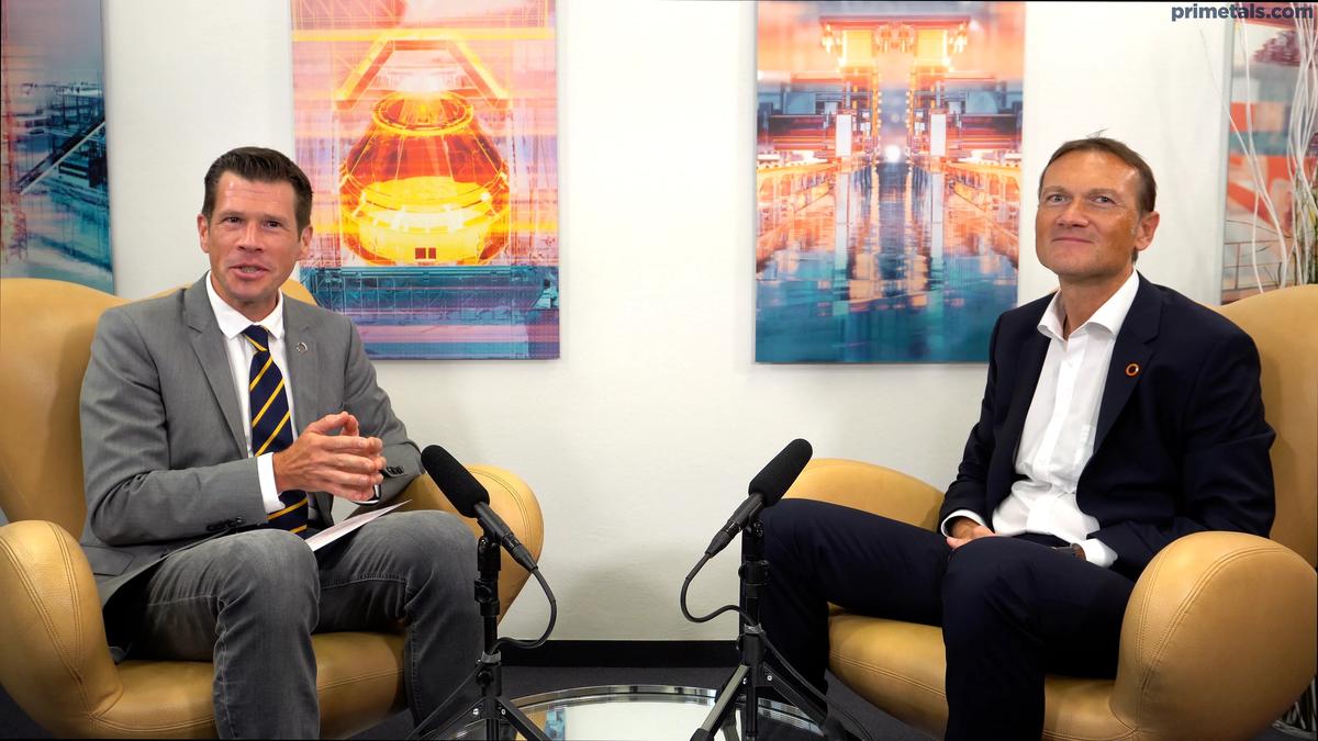 Image of the Pioneers Talk host with interviewee Konrad Krimpelstaetter