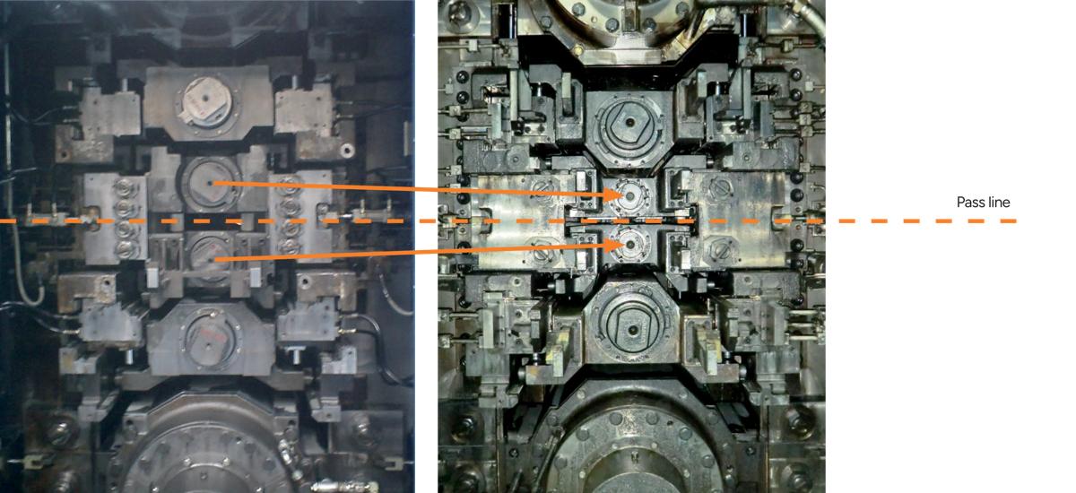 Comparison of work-roll diameters in a standard  UCM and Hyper UCM