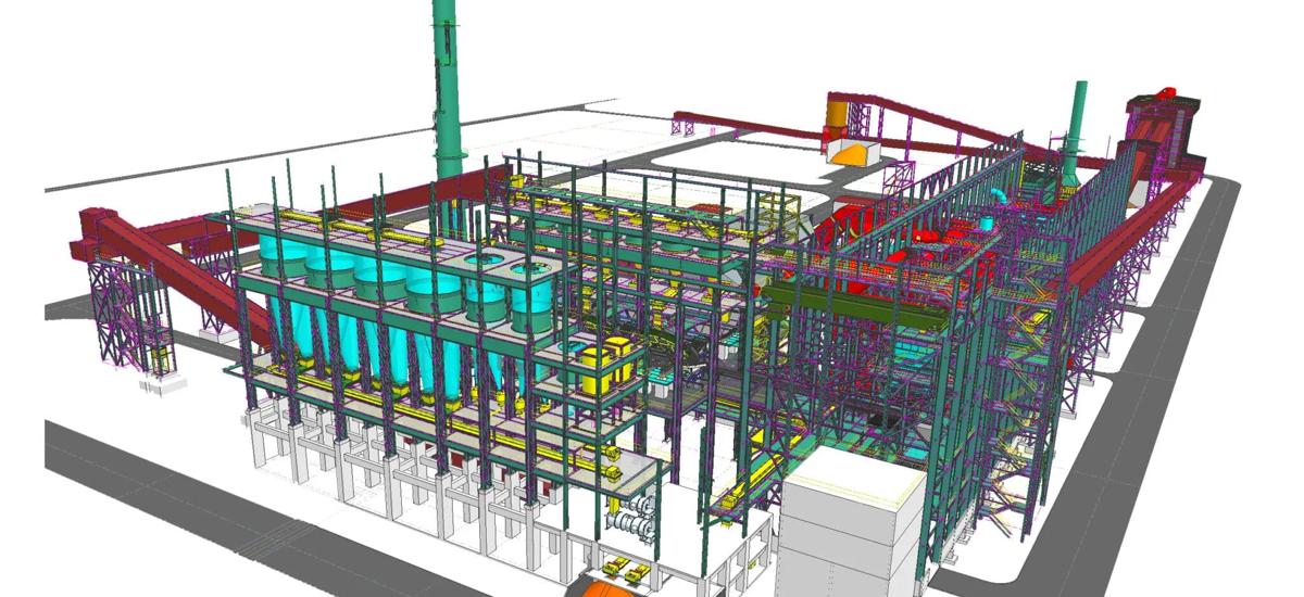 Detailed view of a pelletizing plant – 3D design