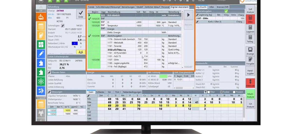 Monitor with Steelmaking Process Assistant software