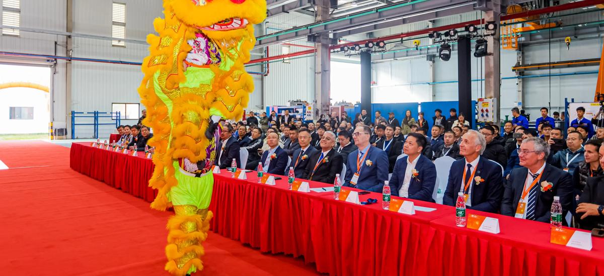 A traditional lion dance performance at the opening ceremony of the extended Changxing workshop.