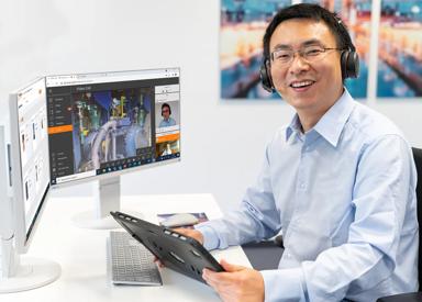 Service employee handling customer request
