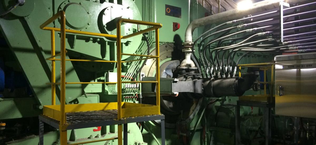 Tilting drive from Primetals Technologies on converter no. 1 in Posco's steel works no.1 in Gwangyang, Korea.