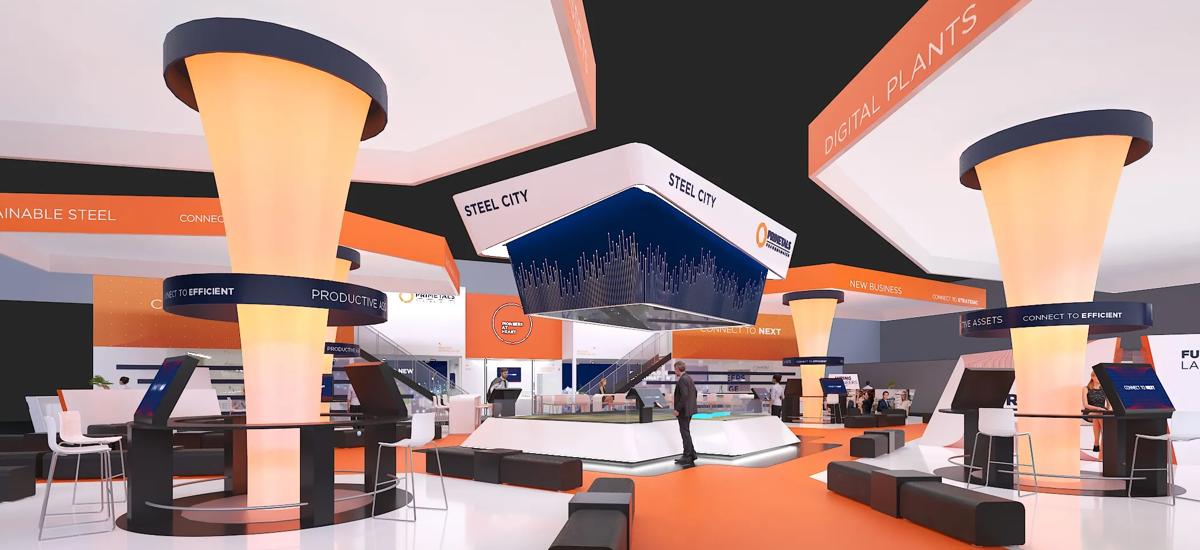3D rendering of Primetals Technologies' booth at METEC 2019 in Düsseldorf, Germany