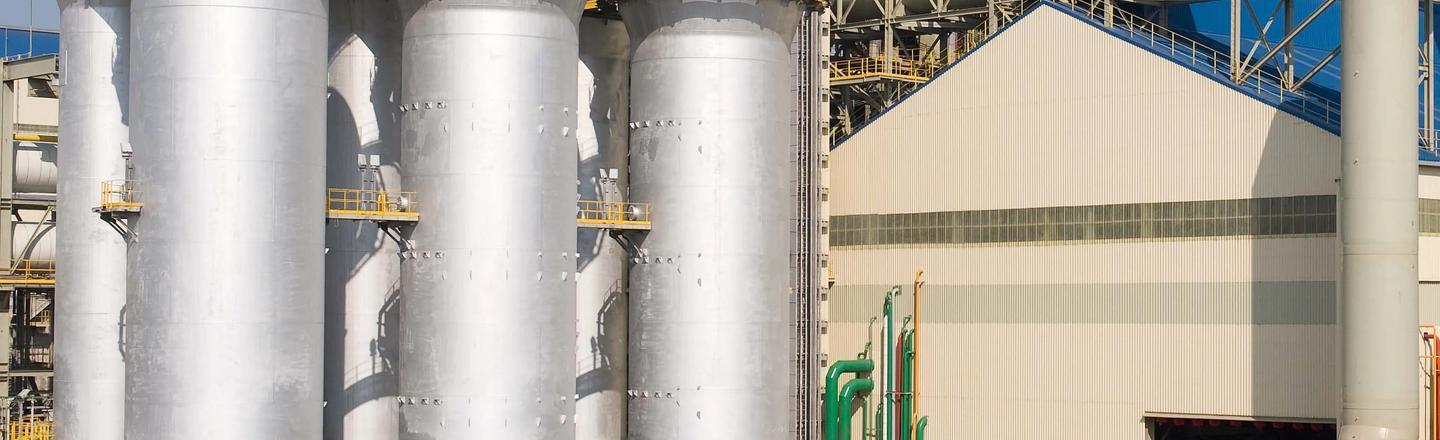Exterior view of a blast furnace