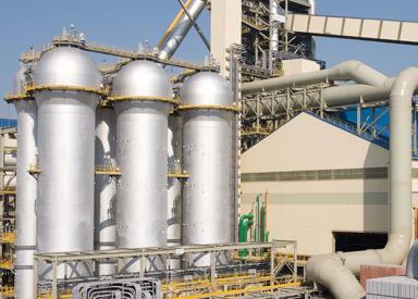 Exterior view of a blast furnace