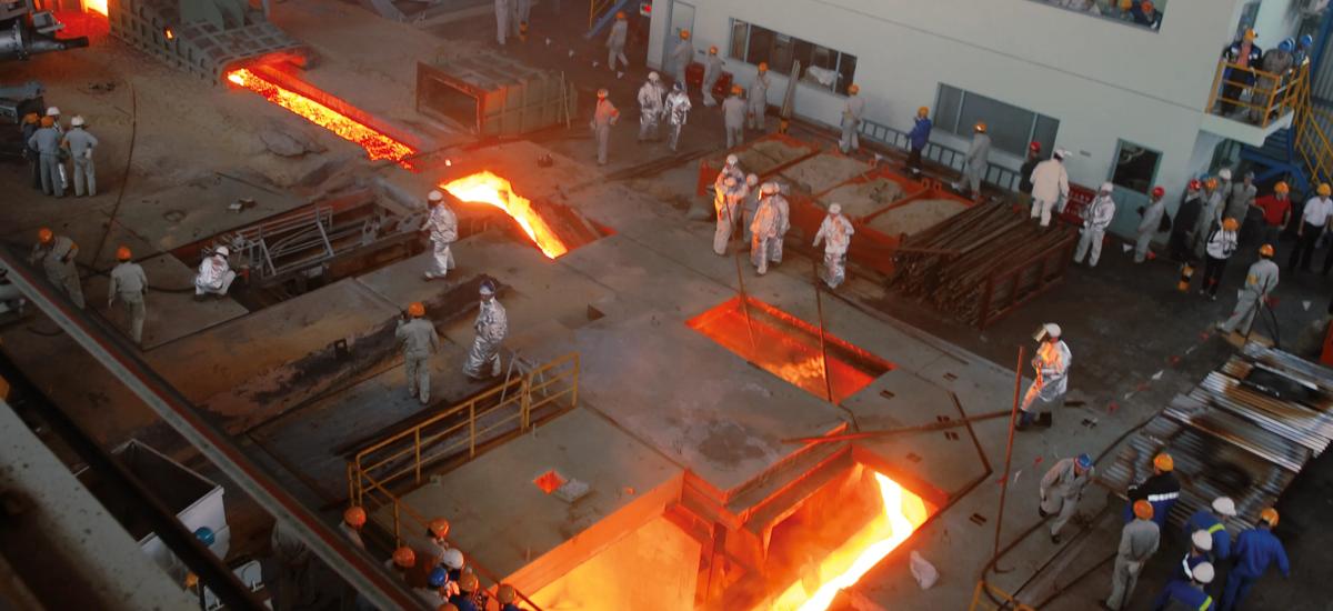 Hot metals tapping at COREX®-plant, Baosteel, China