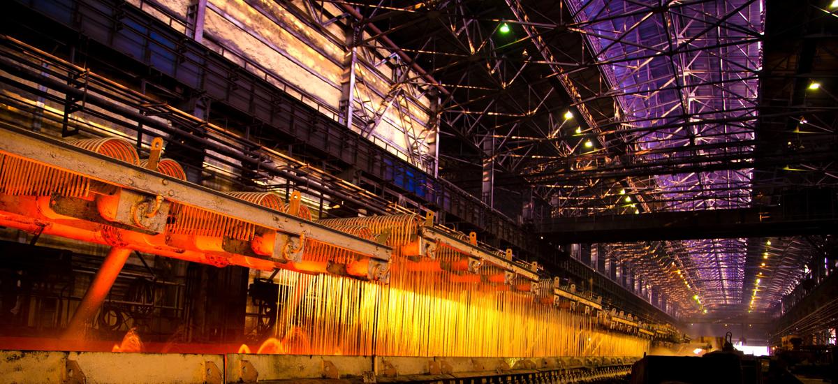 Cooling section at SAIL Bokaro’s hot-strip mill. Primetals Technologies’ modernization encompassed automation equipment for the finishing mill, cooling section, down coiler, and coil conveyor.