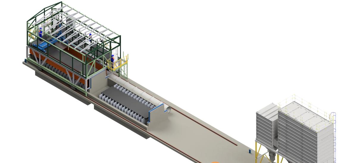 3D image of Konepeikko Oy’s scrap-cutting machine from Primetals Technologies. The design accommodates loading from both sides.