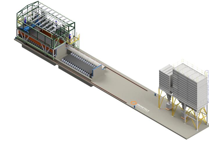 3D image of Konepeikko Oy’s scrap-cutting machine from Primetals Technologies. The design accommodates loading from both sides. 