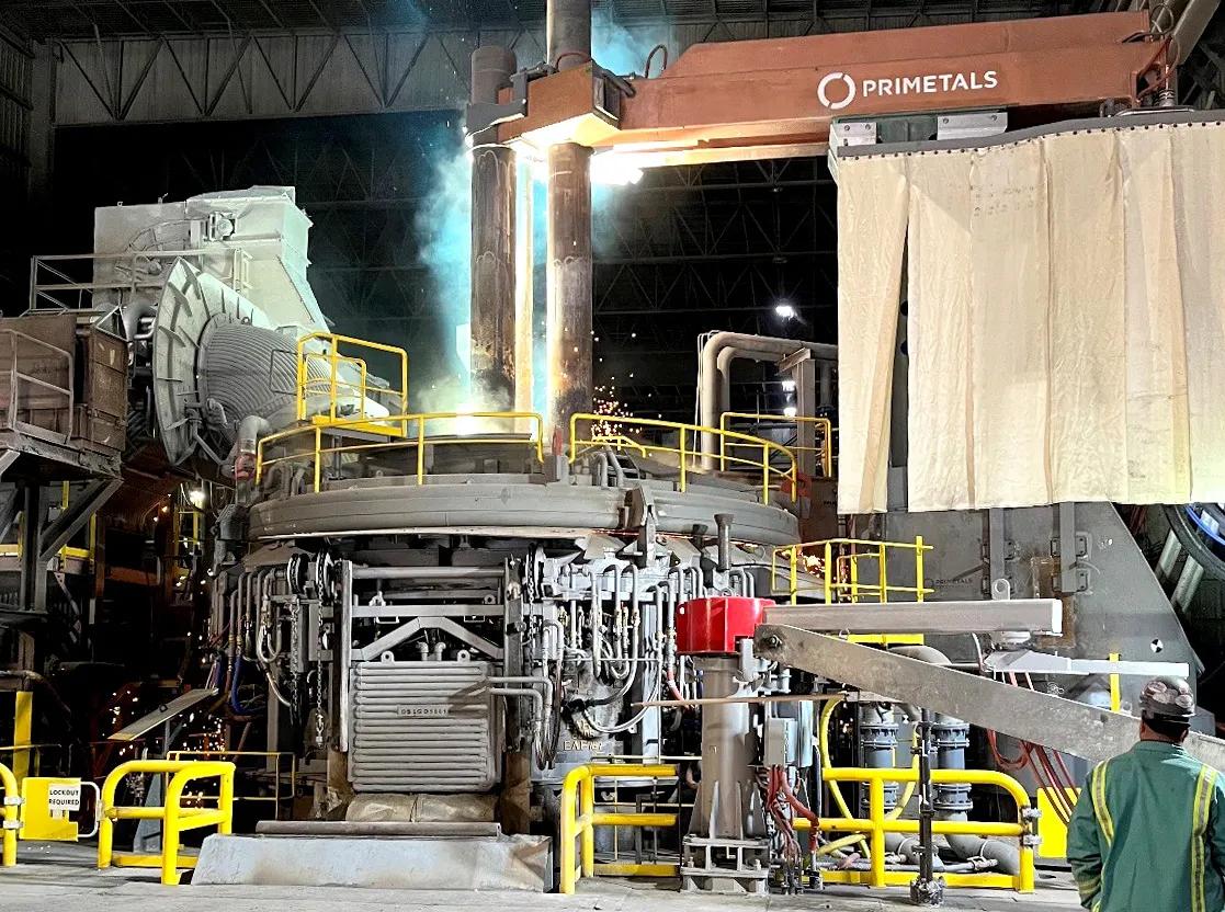 The first heat for NLMK Indiana’s 118-ton EAF after the modernization by Primetals Technologies. 