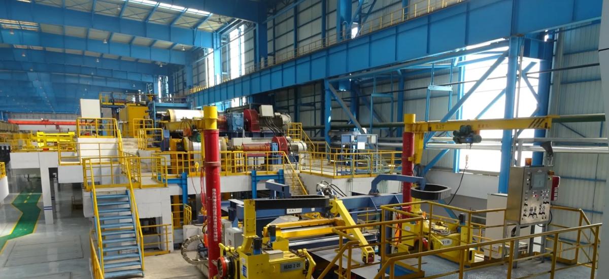 Side trimming section of the continuous pickling line from Primetals Technologies at Rizhao Steel Group Co., Ltd in Rizhao, Shandong Province, China