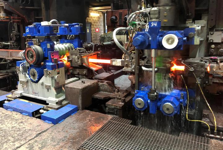 New Red Ring Series 5 stands by Primetals Technologies in the intermediate train of the long rolling mill of Stahlwerk Annahütte Max Aicher GmbH & Co. KG in Ainring-Hammerau, Bavaria, Germany