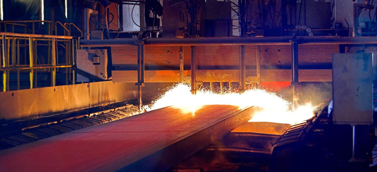 Torch cutting at a Primetals Technologies stainless steel caster