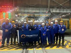 Part of the team from Primetals Technologies celebrates the successful startup of caster No.6 at Baosteel’s plant in Shanghai. 