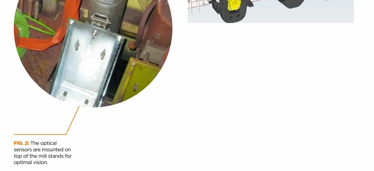 The optical sensor are mounted on top of the mill stands for optimal vision