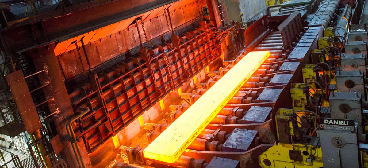 View of the transfer table at NLMK's hot strip mill. 