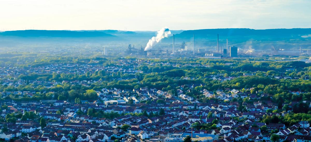 Aerial view of Dillingen, Germany