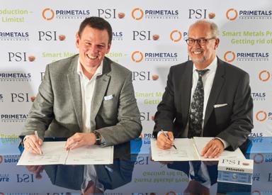 Image of Hans-Jürgen Zeiher, Head Electrics and Automation at Primetals Technologies (l.) and Detlef Schmitz, Managing Director at PSI