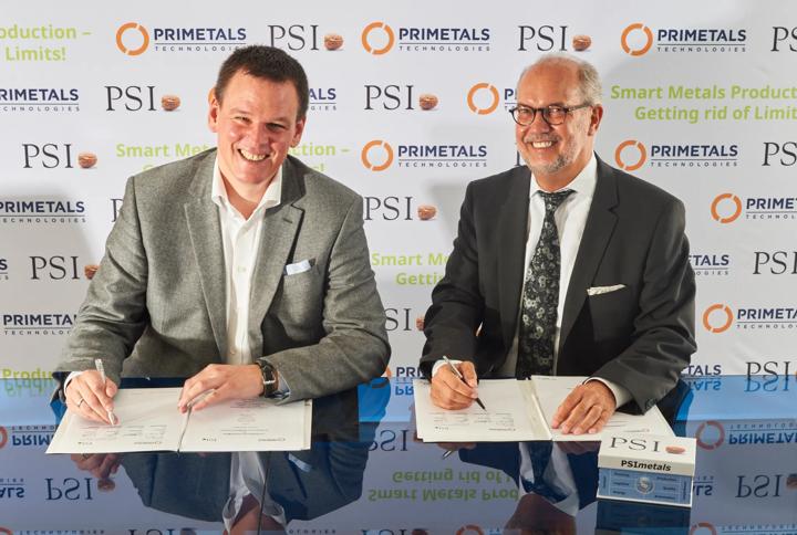 Image of Hans-Jürgen Zeiher, Head Electrics and Automation at Primetals Technologies (l.) and Detlef Schmitz, Managing Director at PSI
