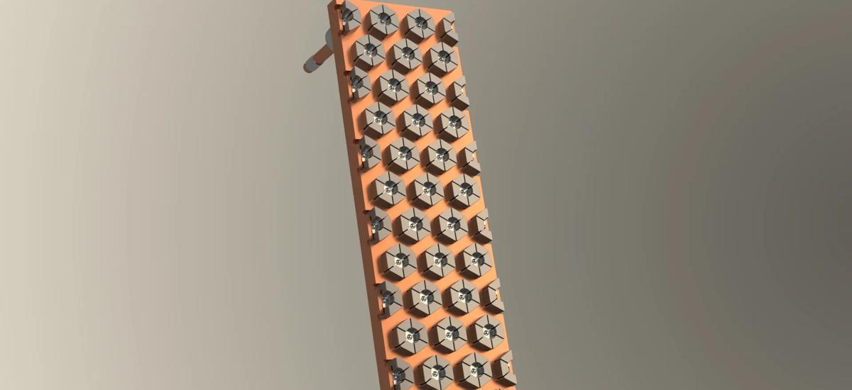 Wear-resistant copper staves from Primetals Technologies with pocket type hexagonal inserts.