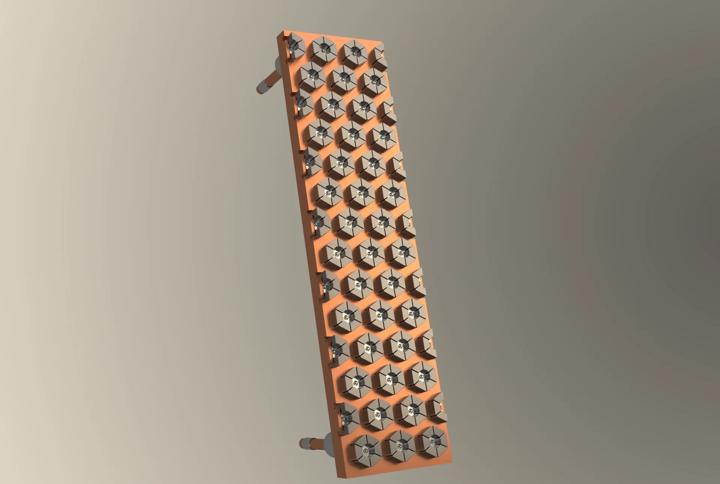 Wear-resistant copper staves from Primetals Technologies with pocket type hexagonal inserts.