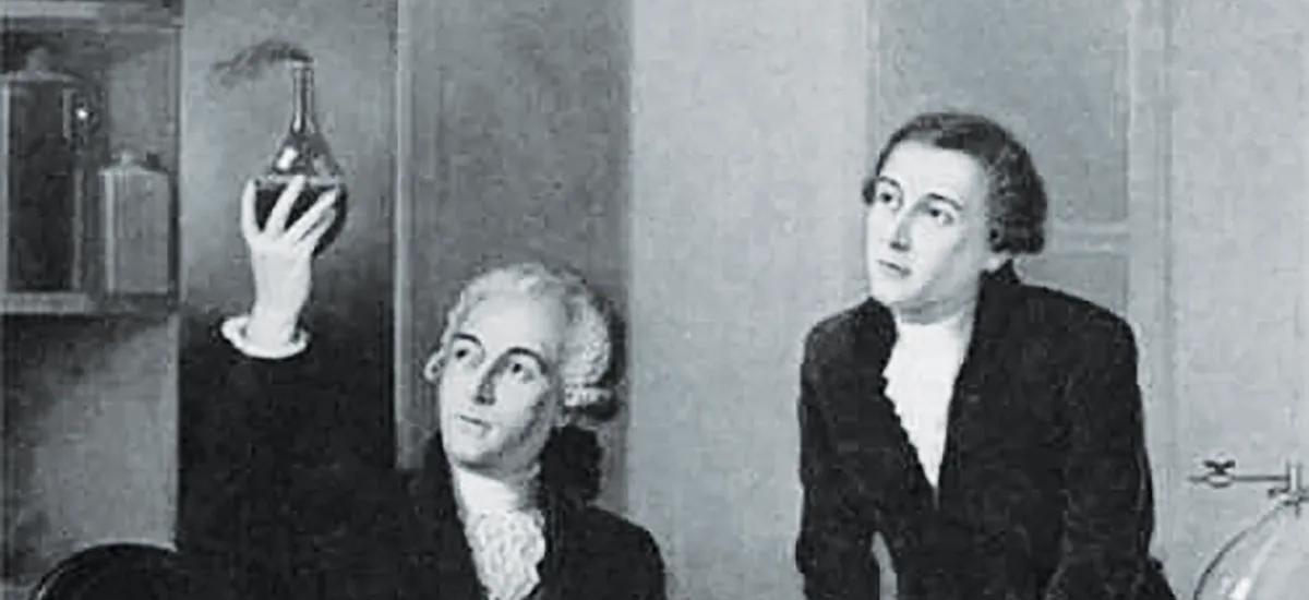 Antoine-Laurent Lavoisier with his wife Marie-Anne Paulze Lavoisier.